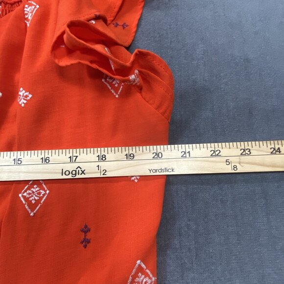 Sofia Vergara Womens Red Sleeveless Ruffle Top XXL 100% Polyester Smocking Back - Picture 10 of 10